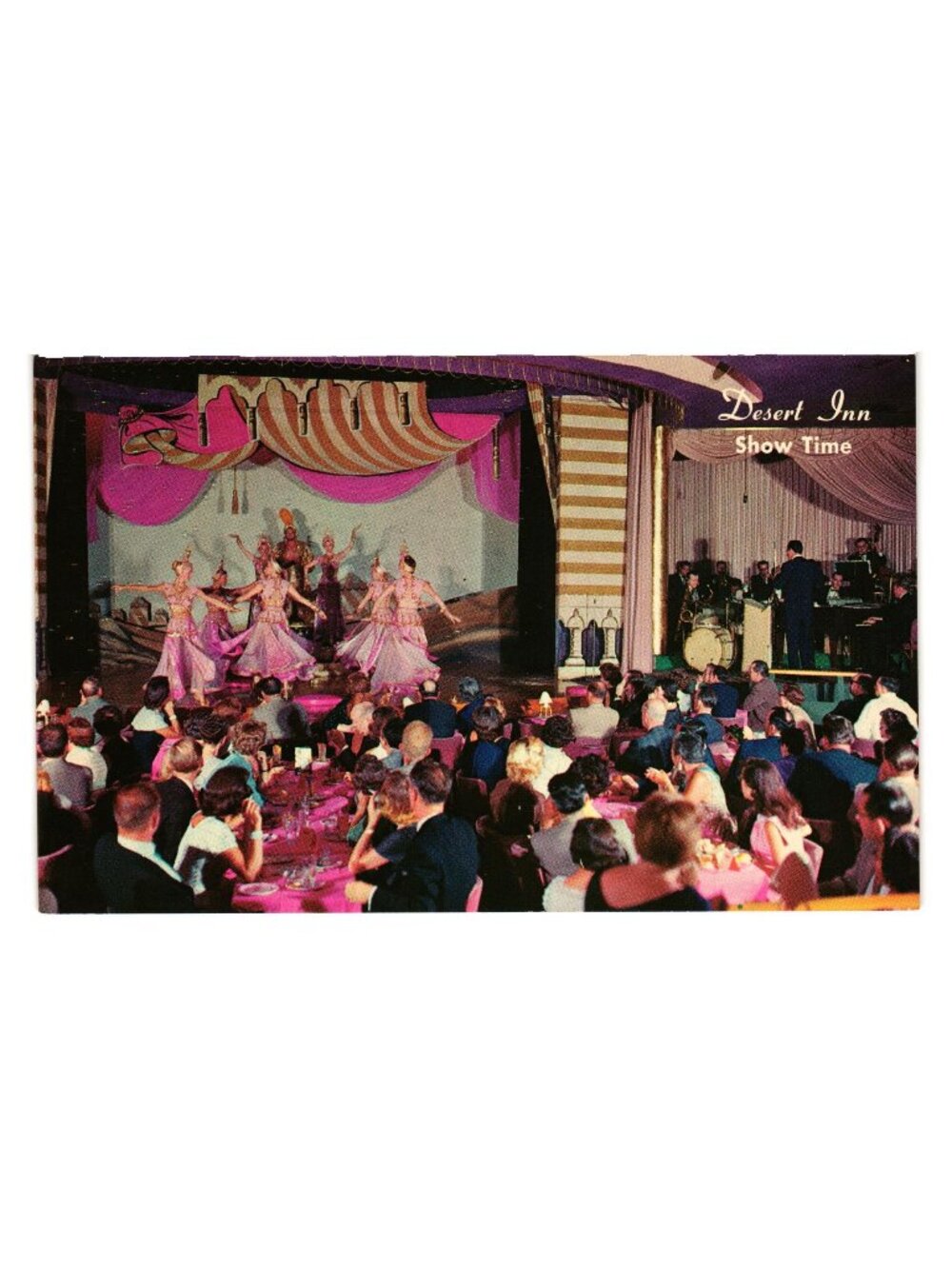 Wilbur Clarks Desert Inn Postcard Show Time Las Vegas Painted Desert Room Stage